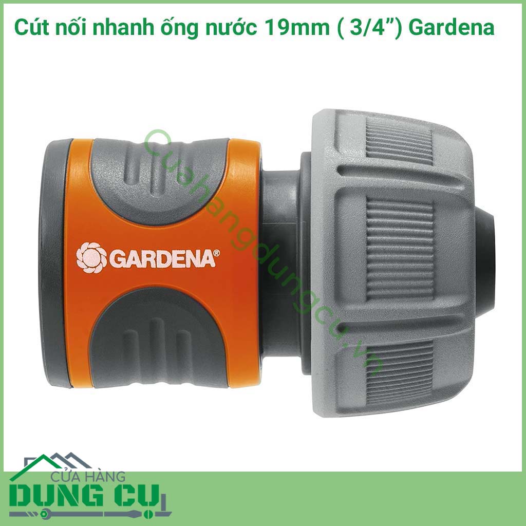 Cút nối nhanh ống nước 19mm 3/4inch Gardena  là phụ kiện chính hãng của Gardena. Đây là phụ kiện được sử dụng cho các vòi tưới nước Gardena đáp ứng nhu cầu thay mới phụ kiện của người dùng sau thời gian dài sử dụng.