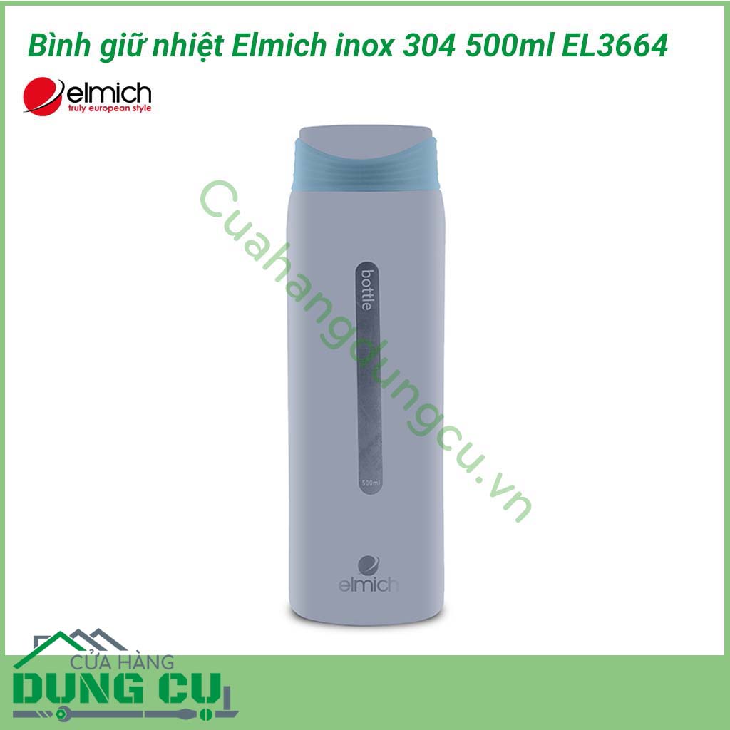 Bình giữ nhiệt Elmich inox 304 500ml EL3664 với lớp trong cùng được làm từ inox 304, tuyệt đối an toàn khi tiếp xúc với thực phẩm, không chứa tạp chất, khó oxy hóa, không phản ứng với thực phẩm.