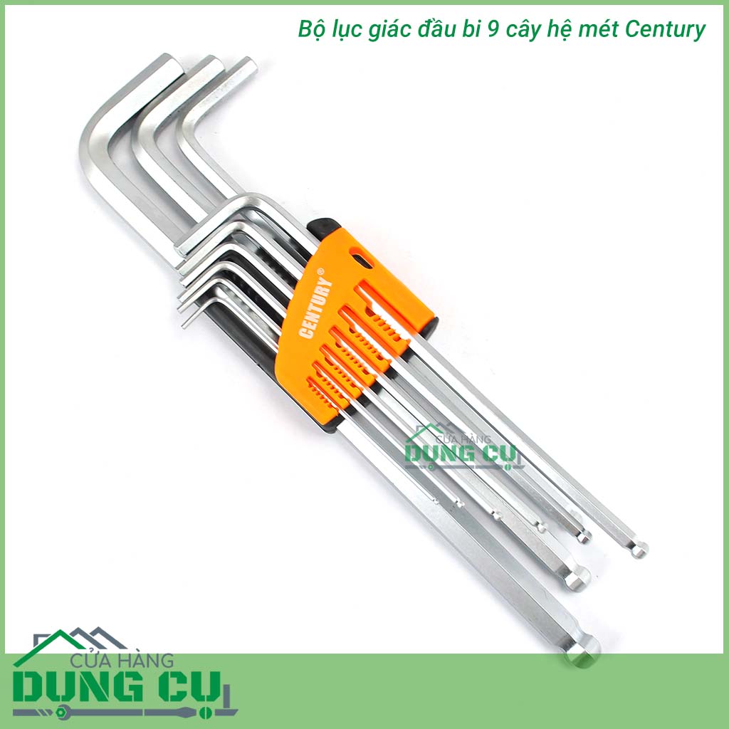 Bộ lục giác đầu bi 9 cây hệ mét Century