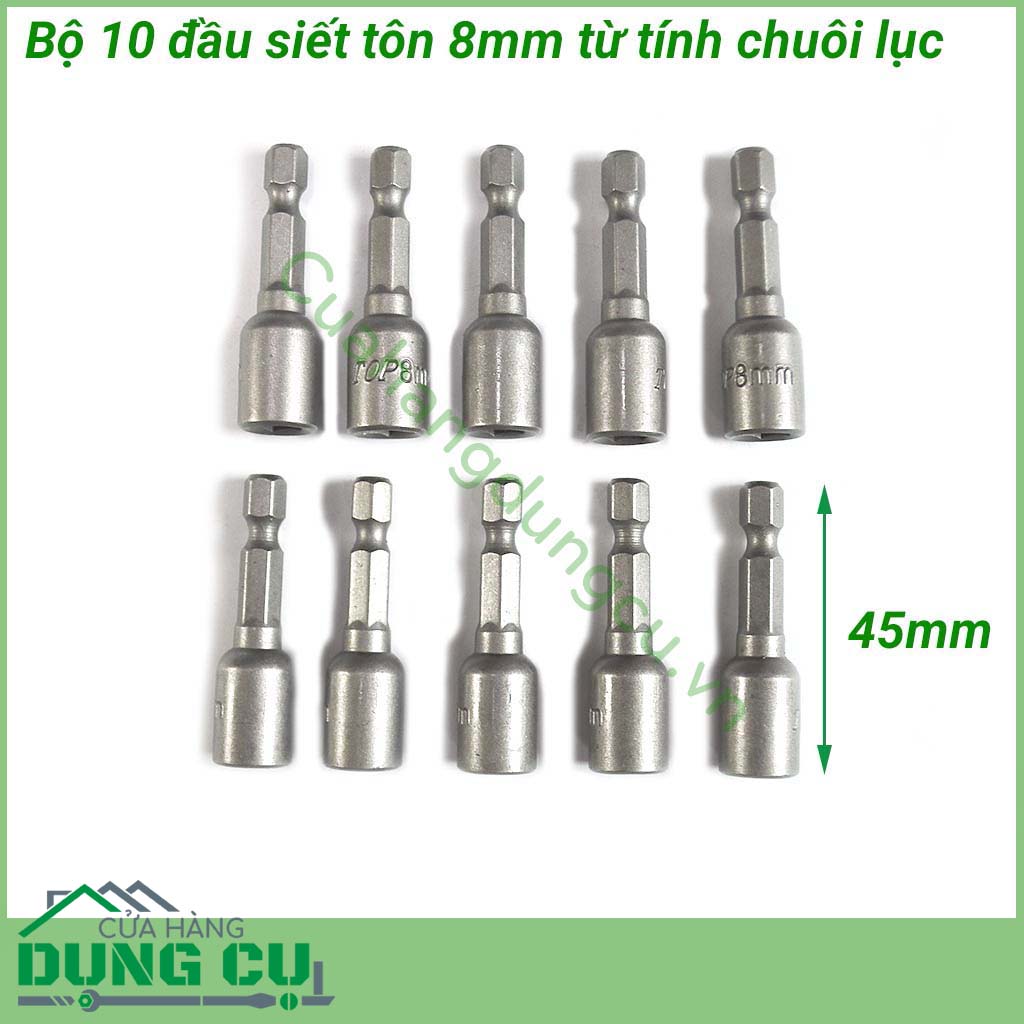 Bộ 10 đầu siết tôn 8mm TOP ngắn