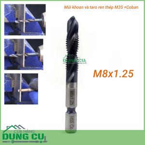 Mũi khoan và taro ren M8x1.25 cao cấp thép M35+Co
