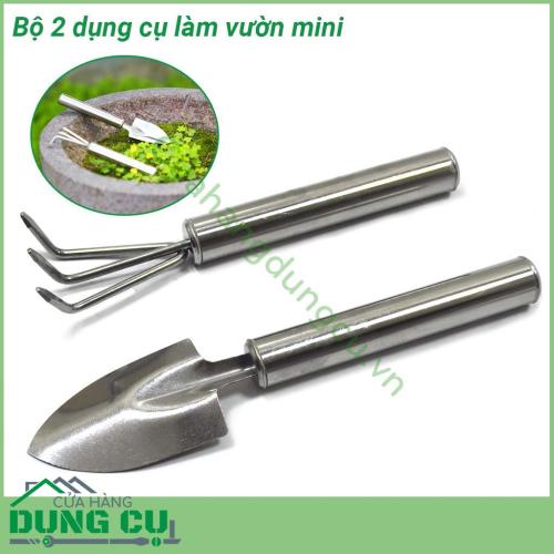 Bộ 2 dụng cụ làm vườn mini inox