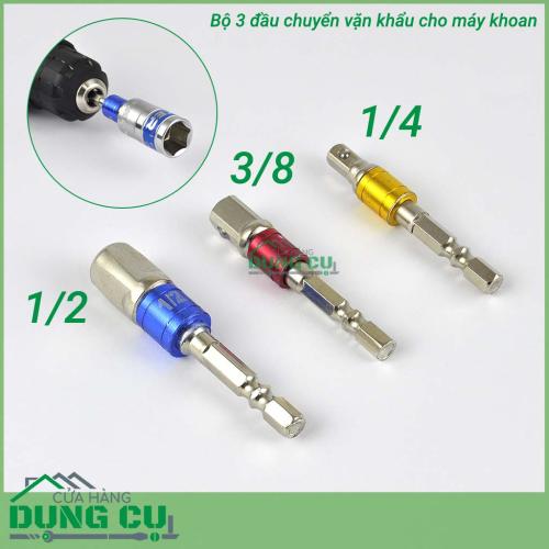 Bộ 3 đầu chuyển vặn khẩu cho máy khoan