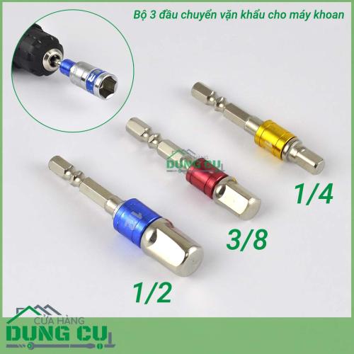 Bộ 3 đầu chuyển vặn khẩu cho máy khoan