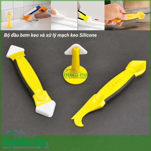 Bộ đầu bơm keo silicone miết mạch và làm sạch keo