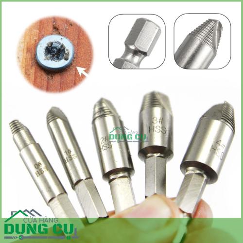 Bộ 5 mũi khoan tháo vít MỘT THAO TÁC bằng thép gió phủ Titan HSS 4241 độ cứng 63