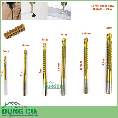 Bộ 6 mũi khoan cưa 3-8mm phủ titanium