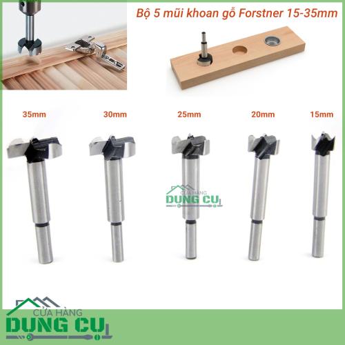 Bộ 5 mũi khoan gỗ kiểu forstner 10-35mm khoan bản lề