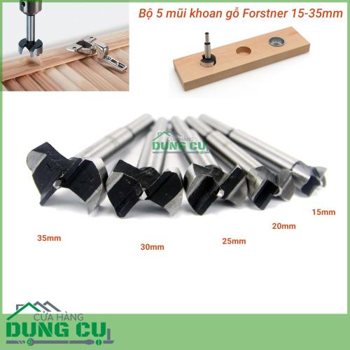 Bộ 5 mũi khoan gỗ kiểu forstner 10-35mm khoan bản lề