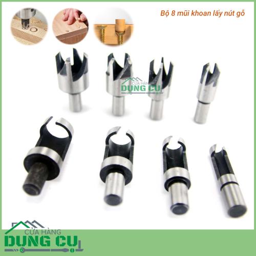 Bộ 8 mũi khoan lấy nút gỗ Φ6mm-Φ16mm