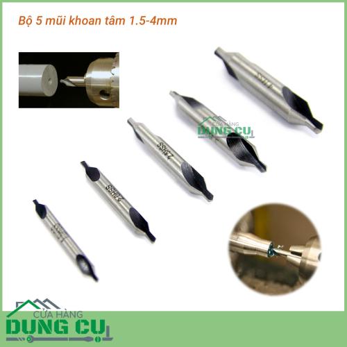 Bộ 5 mũi khoan định tâm đầu 1.5-4mm, góc côn chuẩn 60°