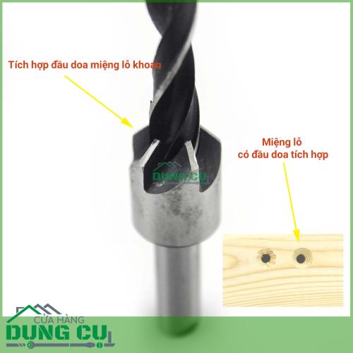 Bộ 7 mũi khoan gỗ bắt âm mũ vít đầu đinh cỡ 3 - 10 mm thép gió 4241