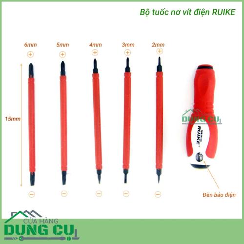 Bộ 5 tuốc nơ vít điện 1000V tích hợp đèn báo thử điện