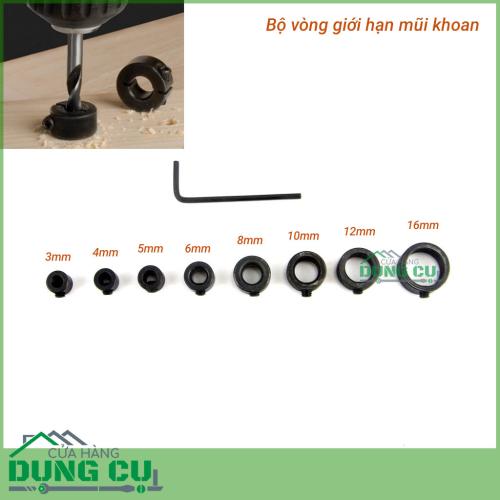 Bộ 8 vòng giới hạn mũi khoan 3-16mm