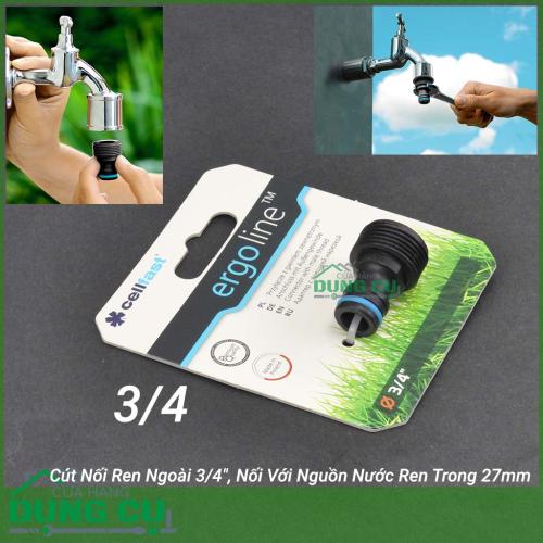 Cút Nối Ren Ngoài Cao Cấp Cellfast Ergo 3/4″, Nối Với Nguồn Nước Ren Trong 27mm