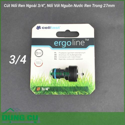 Cút Nối Ren Ngoài Cao Cấp Cellfast Ergo 3/4″, Nối Với Nguồn Nước Ren Trong 27mm