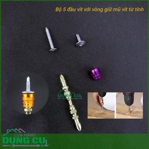 Bộ 5 đầu bắt vít tới hạn 4 cạnh từ tính chuôi lục giác