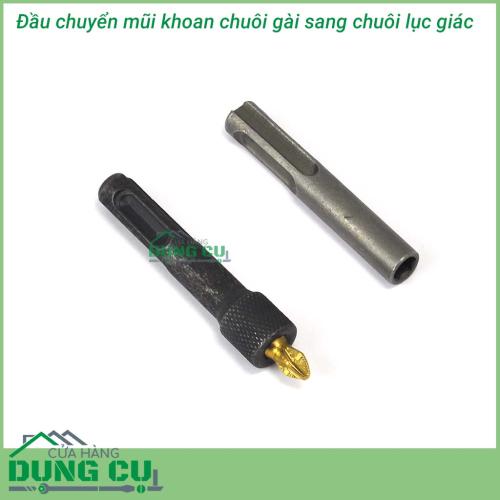 Đầu chuyển máy khoan chuôi cài sang chuôi lục giác kèm mũi bắt vít