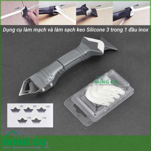 Dụng cụ làm sạch và vuốt keo silicone đa năng 3 trong 1 (đầu kim loại)