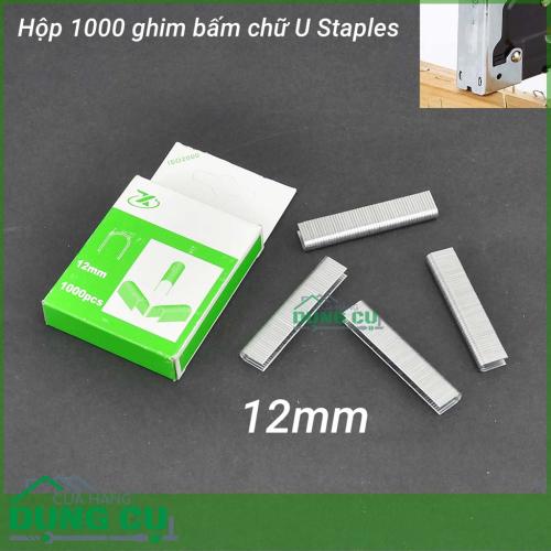 Hộp 1000 ghim bấm gỗ chữ U 12mm