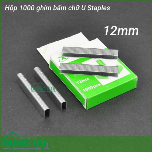 Hộp 1000 ghim bấm gỗ chữ U 12mm