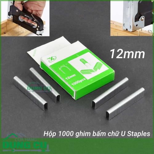 Hộp 1000 ghim bấm gỗ chữ U 12mm