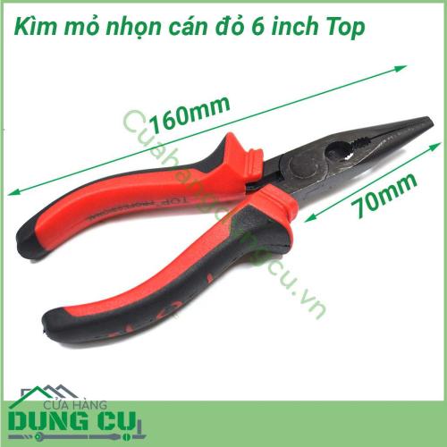 Kìm mỏ nhọn 6inch cán đỏ đen TOP (160mm)