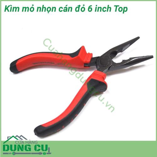 Kìm mỏ nhọn 6inch cán đỏ đen TOP (160mm)