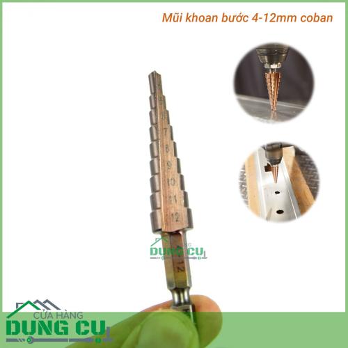 Mũi khoan bước thẳng 4-12mm phủ coban chuôi lục giác