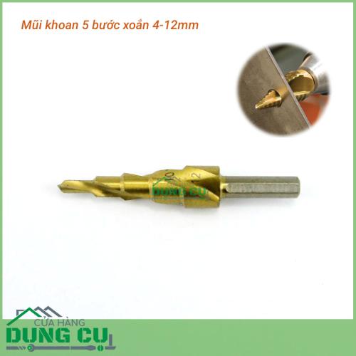 Mũi khoan bước 5 bước xoắn 4-12mm chuôi tròn phủ titanium