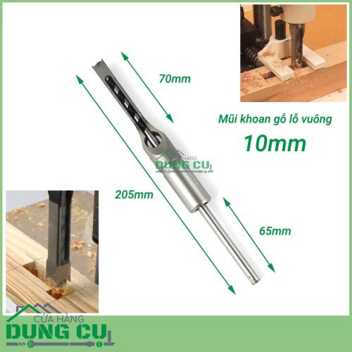 Mũi khoan gỗ đục mộng vuông 10mm