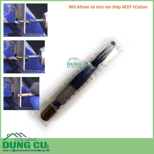 Mũi khoan taro ren M5x0.8 cao cấp thép M35+Co