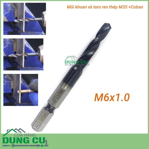 Mũi khoan và taro ren M6x1.0 cao cấp thép M35+Co