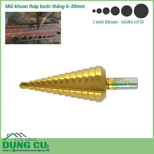 Mũi khoan tháp bước thẳng 6-30mm thép HSS phủ TiN Taiwan