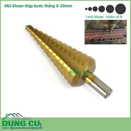 Mũi khoan tháp bước thẳng 6-30mm thép HSS phủ TiN Taiwan