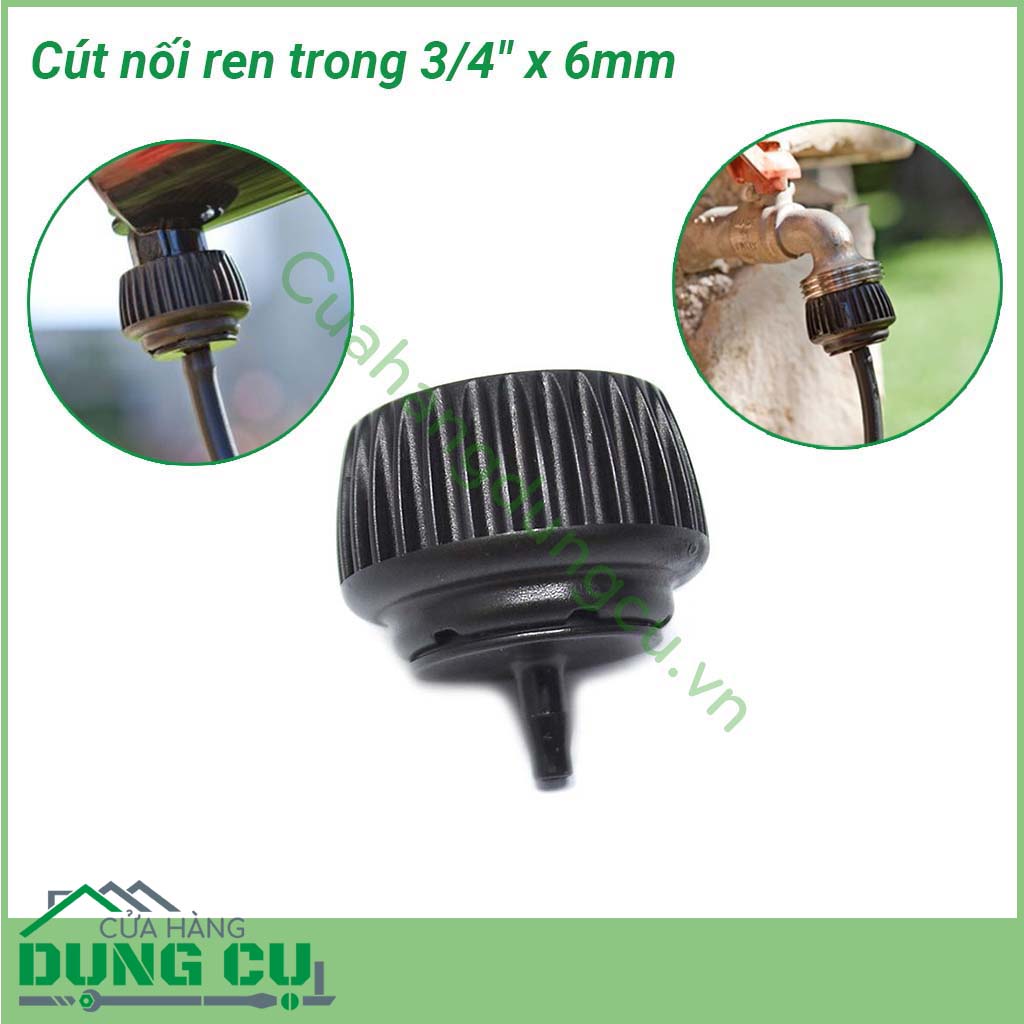 Cút nối ren trong 3/4″x6mm cho ống tưới nhỏ giọt