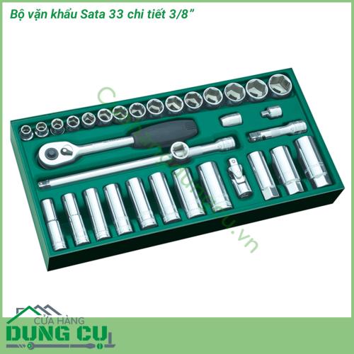 Bộ vặn khẩu Sata 33 chi tiết 3/8 inch chuyên dụng dành cho thợ