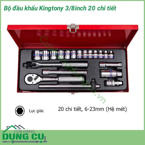 Bộ đầu khẩu 3/8inch 20 chi tiết KingTony