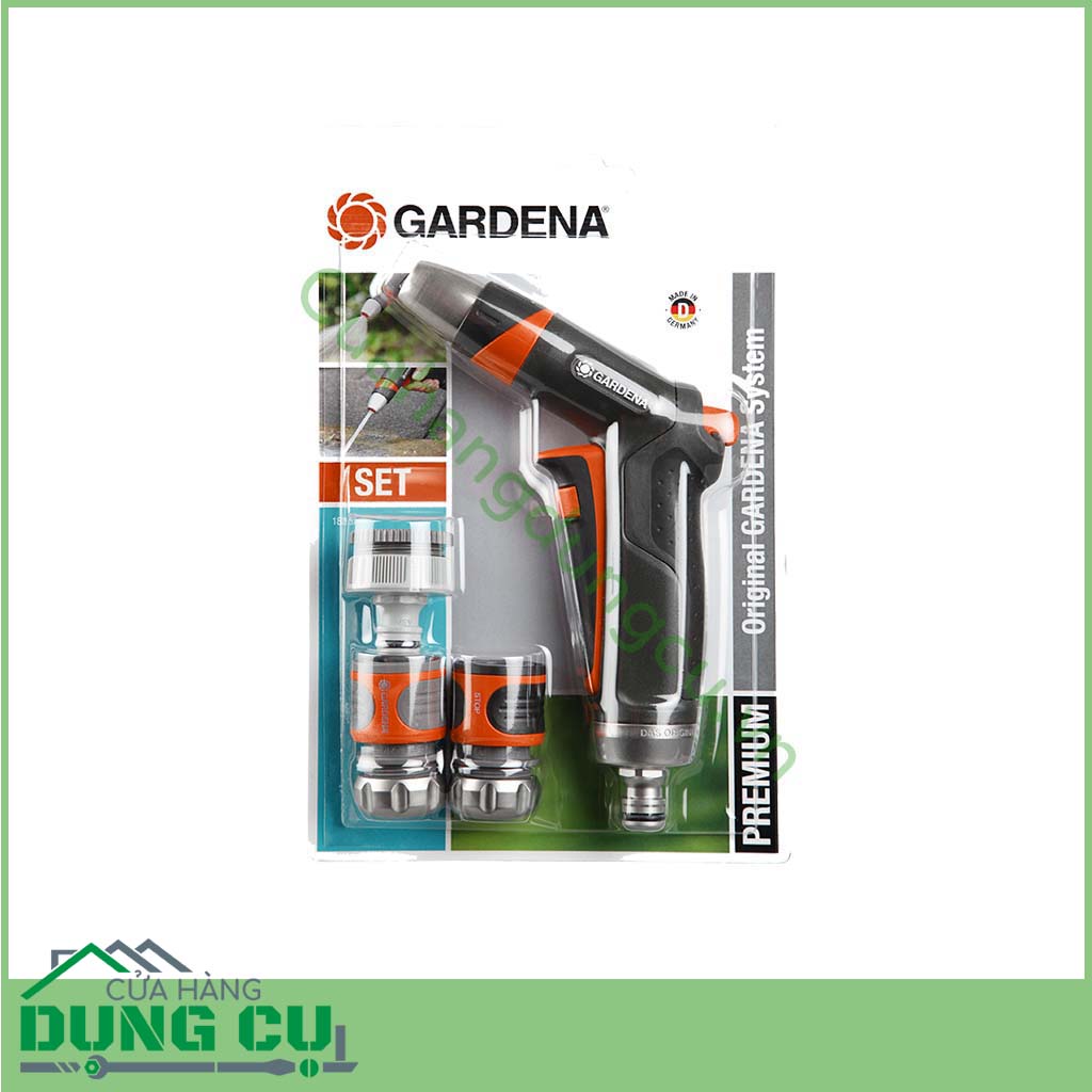 Bộ vòi tưới cây rửa xe kèm cút nối kim loại chính hãng Gardena 18297-20