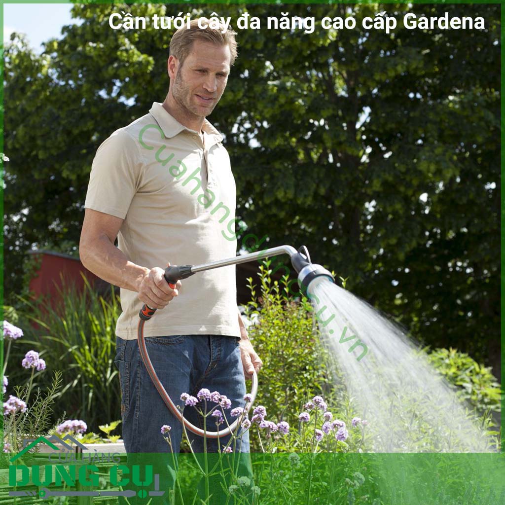 Cần tưới cây đa năng cao cấp Gardena nhập khẩu chính hãng từ Đức. Được sản xuất trên dây chuyền hiện đại, kiểm soát nghiêm ngặt về chất lượng cũng như thiết kế kiểu dáng
