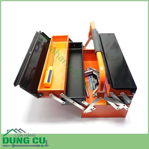 Hộp dụng cụ 3 tầng 5 ngăn 1 quai sách là một loại hộp dùng cho những người thợ đựng đồ nghề chuyên nghiệp hay các cá nhân đựng dụng cụ sửa chữa gia đình