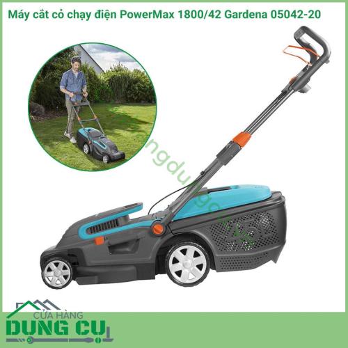 Máy cắt cỏ chạy điện 1800/42 Gardena 05042-20 là trợ lý không thể thiếu của bạn trong việc cắt cỏ ở những khu vực rộng tới 800 m2 và bạn có thể tự tin vào chất lượng sản phẩm và sự thoải mái tối đa trong quá trình vận hành