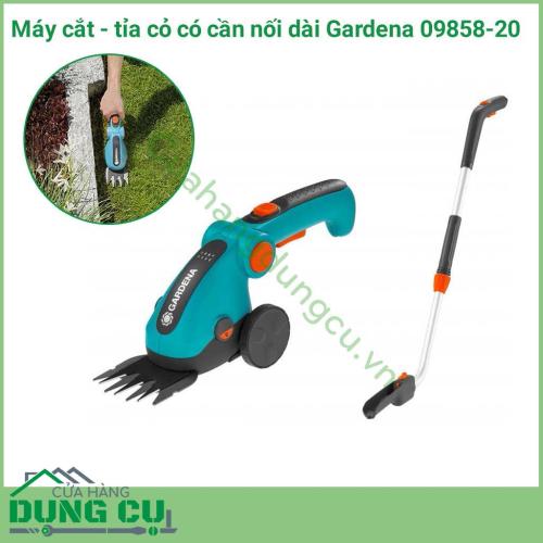 Máy cắt-tỉa cỏ có cần nối dài Gardena 09858-20 bạn có thể cắt cỏ ở những khu vực khó như sát cạnh tường hoặc những khu đồi nhỏ tiểu cảnh, những mảng cỏ chen đá lát lối đi một cách dễ dàng.