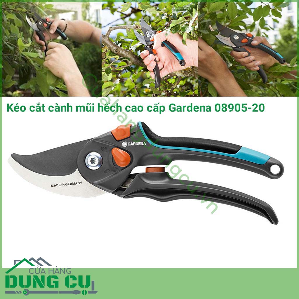 Kéo cắt cành cây mũi hếch Gardena 08905-20 được làm từ chất liệu thép không gỉ, lưỡi cắt sắc bén chất lượng cao, thiết kế hiện đại, hích hợp cho việc cắt tỉa gọn gàng những cành cây nhỏ dày tới 24 mm. 