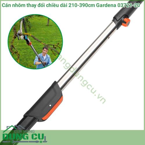 Cán nhôm thay đổi chiều dài Gardena 03721-20 là sản phẩm chắc chắn có độ bền cao thuận tiện cho tất cả các công cụ, đặc biệt là cho đầu giỏ hái quả, đầu chổi quét góc tường, chổi quét mái, cưa gỗ ... 