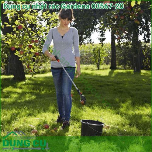 Dụng cụ nhặt rác cầm tay Gardena 03567-20 giúp bạn dễ dàng để nhặt rác và lá cây trong sân vườn của bạn. Chức năng kẹp đơn giản, thoải mái mà không phải cúi xuống. Chỉ cần nhấn nút, dễ dàng kẹp rác dễ dàng