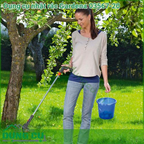 Dụng cụ nhặt rác cầm tay Gardena 03567-20 giúp bạn dễ dàng để nhặt rác và lá cây trong sân vườn của bạn. Chức năng kẹp đơn giản, thoải mái mà không phải cúi xuống. Chỉ cần nhấn nút, dễ dàng kẹp rác dễ dàng