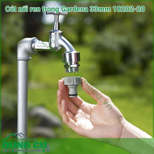 Cút nối ren trong Gardena 33mm 18202-20 là phụ kiện chính hãng Gardena. Đây phụ kiện chuyên dụng cho các đầu ống tưới, có các ren nối khớp chặt, đảm bảo cho nước không bị rò rỉ ra ngoài