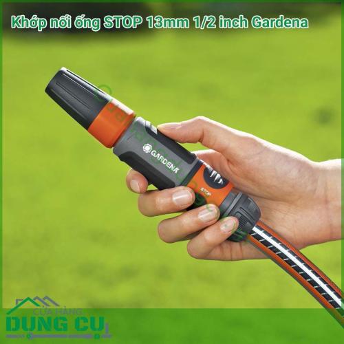 Khớp nối ống STOP 13mm 1/2 inch Gardena 18213-50 là phụ kiện chính hãng của Gardena. Đây là cút nối chuyên dụng cho vòi tưới vườn của hãng Gardena. Với cút nối tự khoá 1/2 (13mm) bạn có thể dễ dàng thay đổi phụ kiện mà không cần phải đi đến vòi.