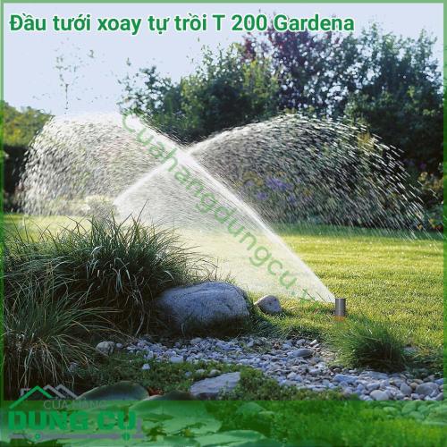 Đầu tưới xoay tự trồi T200 Gardena 08203-29 nó phù hợp tưới cho những bãi cỏ cỡ trung bình, bạn có thể kết hợp đầu tưới tự trồi T200 với các vòi phun tưới khác để đảm bảo lượng nước được phân bổ đều cho các khu vực tưới khác nhau.